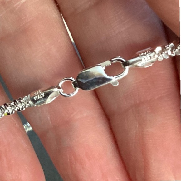 Sterling Silver Popcorn Chain Necklace Italy Sparkle Fine Jewelry 18 Inch - Picture 4 of 7